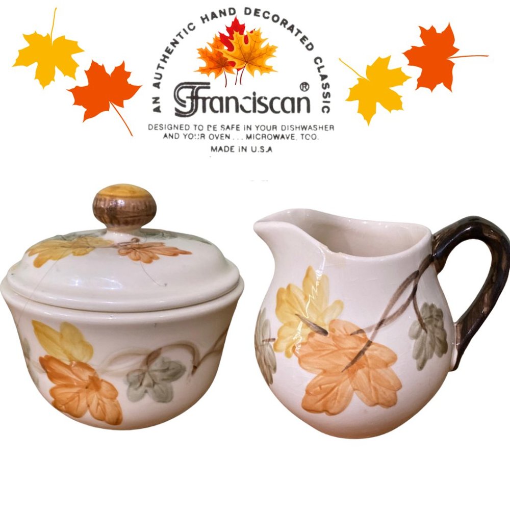 Vintage Franciscan Ware October Sugar Bowl And Creamer